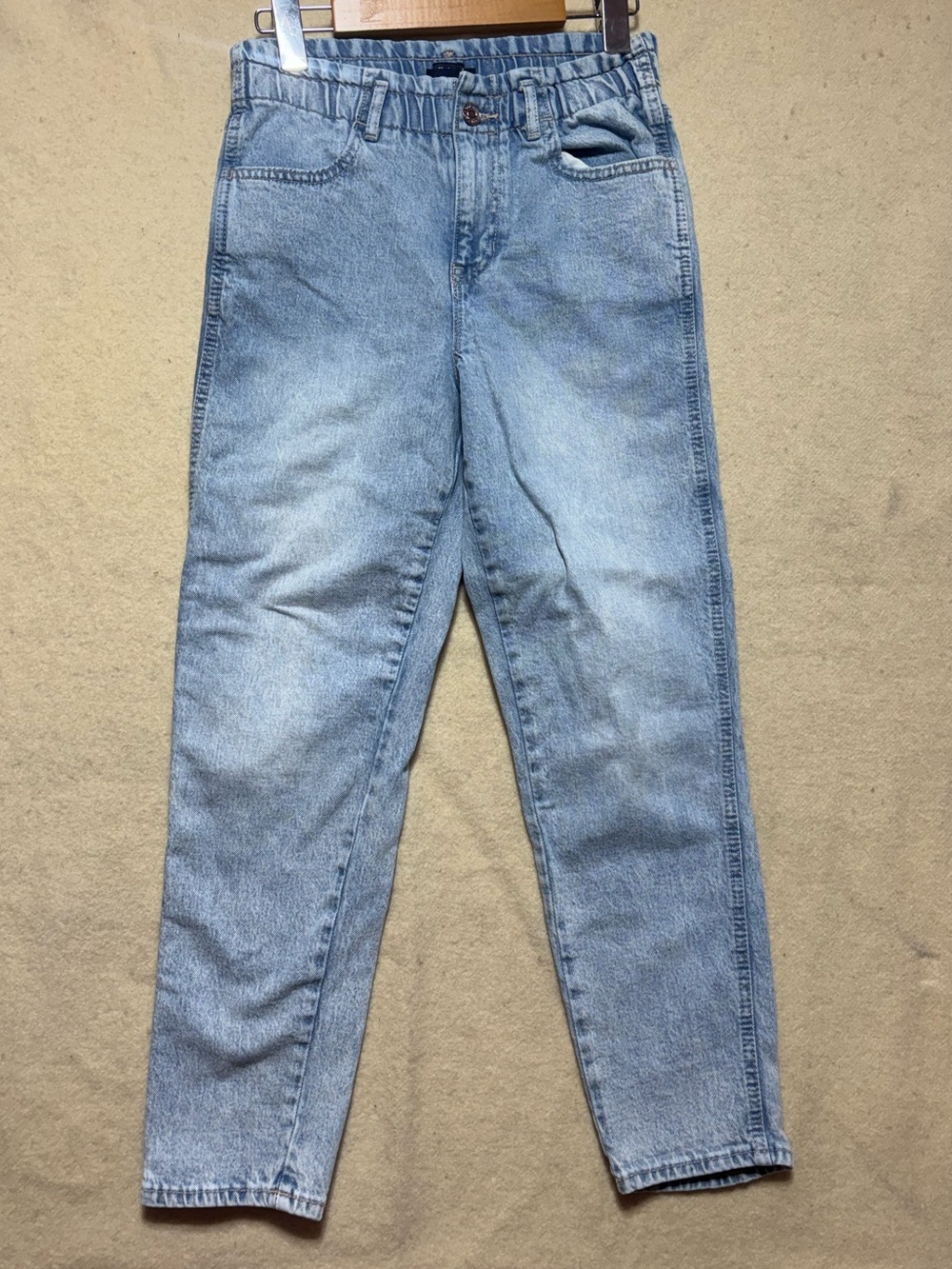 GAP kids Denim Mom Jeans Women’s Size 12 Light Wash High Rise Elastic Waist